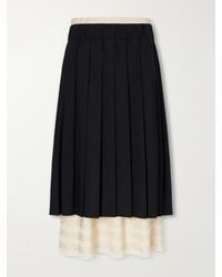 Sea - Kathleen Lace And Floral Jacquard-Trimmed Pleated Crepe Midi Skirt - Lyst
