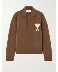 Ami Paris - Intarsia Alpaca-Blend Polo Sweater - Lyst