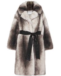 Stand Studio + Pernille Teisbaek Clara Oversized Belted Faux Fur Coat - Gray