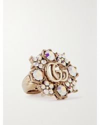 Gucci - Gg Marmont Goldfarbener Ring Mit Kristallen - Lyst