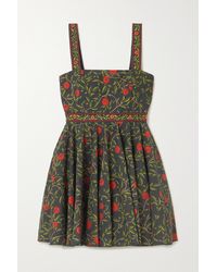 Agua by Agua Bendita Azalea Minikleid Aus Baumwollpopeline Mit Blumenprint, Stickereien Und Zierperlen - Schwarz