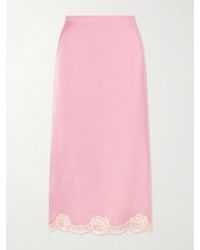 Valentino Garavani - Lace-Trimmed Cady Midi Skirt - Lyst