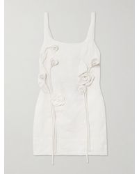 FARM Rio - Floral-Appliquéd Linen Mini Dress - Lyst