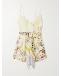 Zimmermann - Combi-Short En Lin Et Soie Mélangés Imprimés Rebellion - Lyst
