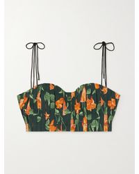 Agua Bendita - Net Sustain Moringa Monarca Cropped Pleated Floral-Print Cotton-Poplin Top - Lyst