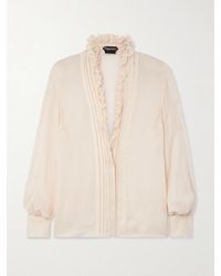 Tom Ford - Ruffled Pintucked Silk-Georgette Blouse - Lyst