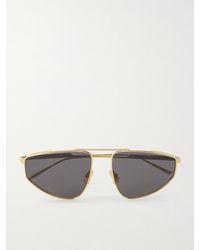 Bottega Veneta - Ribbon Aviator-Style-Tone Sunglasses - Lyst