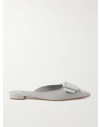 Manolo Blahnik - Maysale Buckled Suede Point-Toe Flats - Lyst