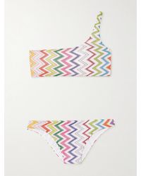 Missoni - Mare One-Shoulder Striped Metallic Crochet-Knit Bikini - Lyst