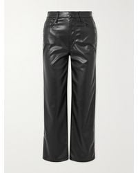 Mother - Net Sustain The Rambler Verkürzte Hose Mit Weitem Bein Aus Kunstleder - Lyst