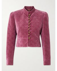 Chloé - Cropped Embroidered Cotton-Velvet Jacket - Lyst