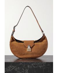 STAUD Sasha Small Suede Shoulder Bag in Brown