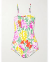 Chloé - Lace-Trimmed Floral-Print Swimsuit - Lyst