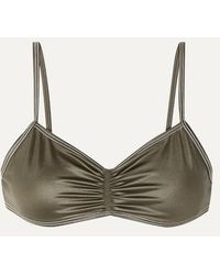 Solid & Striped The Mimi Bikini-oberteil Aus Beschichtetem Stretch-material Mit Raffung - Grün