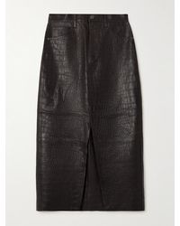 FRAME - Jupe Midi En Cuir Effet Croco The Midaxi - Lyst
