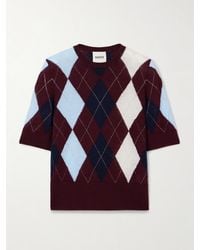 KHAITE - Pull À Manches Courtes En Cachemire Et Mohair Mélangés À Motif Jacquard Anders - Lyst