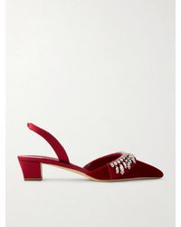 Manolo Blahnik - Bequila 30 Embellished Velvet Slingback Pumps - Lyst