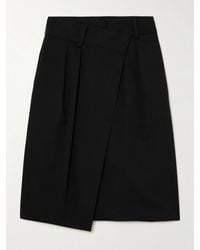 Loewe - Asymmetric Pleated Cotton And Silk-Blend Twill Skirt - Lyst