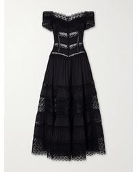 Charo Ruiz - Amaira Embroidered Lace-Trimmed Cotton-Blend Maxi Dress - Lyst