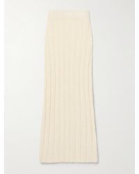 KHAITE - Claire Ribbed Brushed Silk And Cashmere-Blend Midi Skirt - Lyst