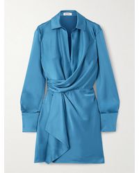 Jonathan Simkhai - Talit Wrap-Effect Draped Satin Mini Dress - Lyst