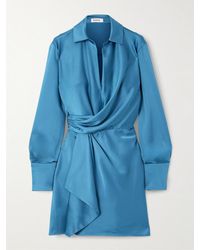 Jonathan Simkhai - Talit Wrap-Effect Draped Satin Mini Dress - Lyst