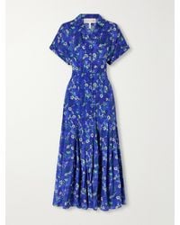 Saloni - Riya Floral-Printed Chiffon Midi Dress - Lyst