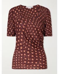 Stella McCartney - Gathered Polka-Dot Mesh T-Shirt - Lyst