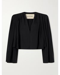 Valentino Garavani - Silk-Crepe Crop Jacket - Lyst