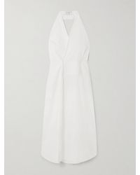 St. Agni - Cotton-Blend Poplin Halterneck Wrap Maxi Dress - Lyst
