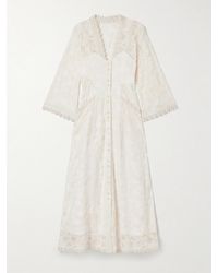 Maison Mayle - Valesca Silk Jacquard-Trimmed Cotton-Blend Guipure Lace Midi Dress - Lyst