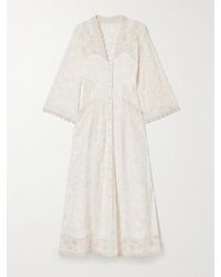 Maison Mayle - Valesca Silk Jacquard-Trimmed Cotton-Blend Guipure Lace Midi Dress - Lyst