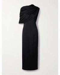Another Tomorrow - Maxikleid Aus Satin Aus Einer Wollmischung Mit Falten - Lyst