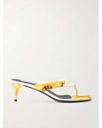 Alaïa - 55 Floral-Print Twill Thong Mules - Lyst