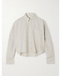Ami Paris - Adc Verkürztes Oversized-Hemd Aus Gestreiftem Baumwoll-Oxford Mit Stickerei - Lyst