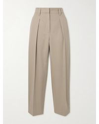 Brunello Cucinelli - Cropped Cotton And Wool-Blend Twill Tapered Pants - Lyst
