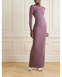 solace london arden draped off-the-shoulder crepe maxi dress SOLACE London Arden Maxi Dress in Red