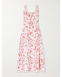 Emilia Wickstead - Verena Ruched Floral-Print Silk Midi Dress - Lyst