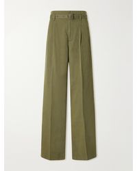 Polo Ralph Lauren - Belted Cotton And Linen-Blend Canvas Wide-Leg Pants - Lyst