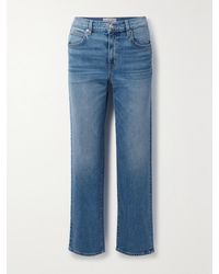 SLVRLAKE Denim - Sophie Distressed Mid-Rise Straight-Leg Organic Jeans - Lyst
