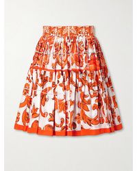 Dolce & Gabbana - Printed Cotton-Poplin Mini Skirt - Lyst