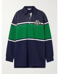 Acne Studios - Oversized Embroidered Striped Organic Cotton-Jersey Polo Top - Lyst