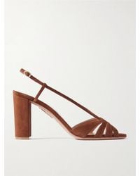 Aquazzura - Aimée 85 Suede Slingback Sandals - Lyst