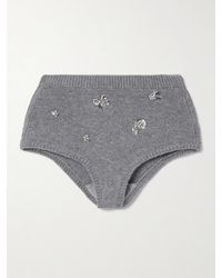 Jonathan Simkhai - Georgie Crystal-Embellished Wool And Cashmere-Blend Shorts - Lyst