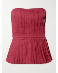 ANDRES OTALORA - Encantadora Trägerloses Oberteil Aus Leinen Mit Falten - Lyst