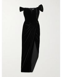 Alex Perry - Off-The-Shoulder Asymmetric Stretch-Velvet Gown - Lyst