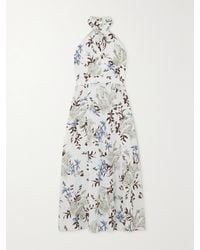 Erdem - Selene Bow-Detailed Floral-Print Linen Halterneck Midi Dress - Lyst