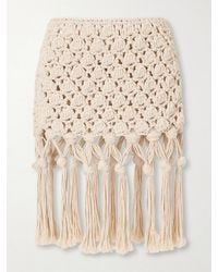 Balmain - Fringed Crochet-Knit Cotton Mini Skirt - Lyst