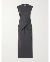 Jil Sander - Maxikleid Aus Merinowolle Mit Raffungen - Lyst