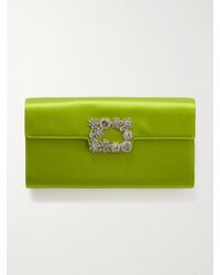 Roger Vivier - Efflorescence Buckled Crystal-Embellished Satin Clutch - Lyst